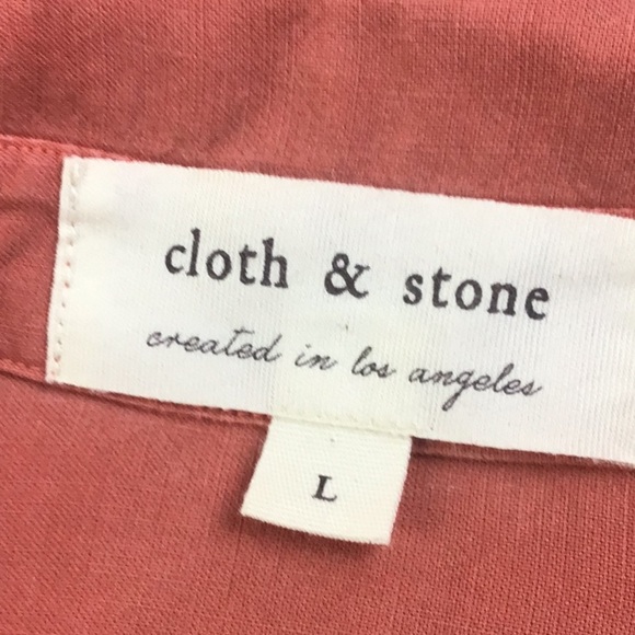 Anthropologie Cloth & Stone Coral Button Down Blouse With Frayed Hem Size Large - Picture 8 of 11